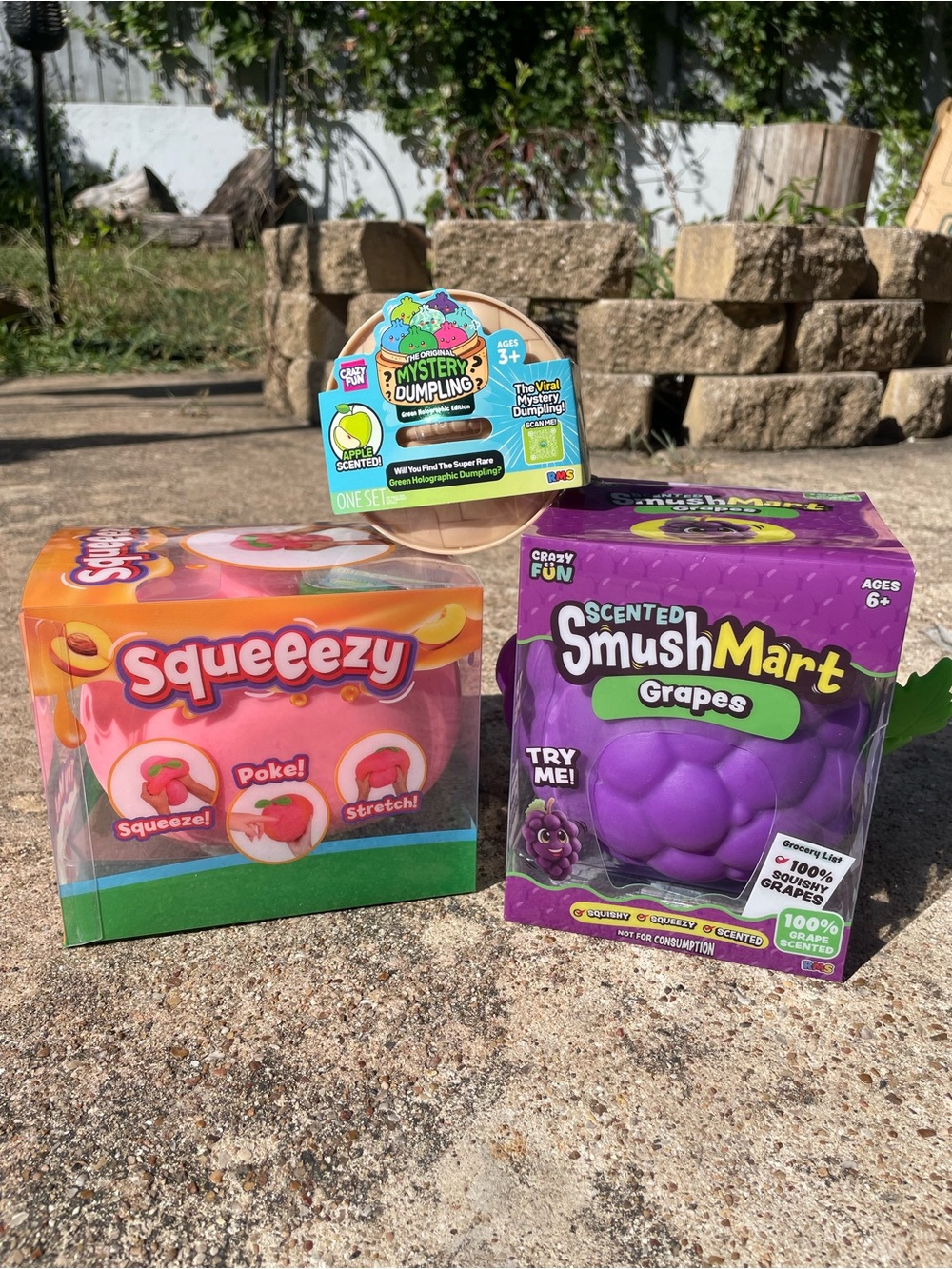 3 Pack - VIRAL Scented SmushMart Grapes/ Mystery Apple Dumpling/Peach Squishy